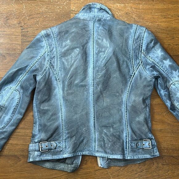 Womens stunning MAURITIUS SofiStar motor Jacket Light Blue Small 6 lamb leather - Picture 14 of 16